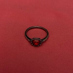 Sterling Silver and Red Gemstone Ring Size 6